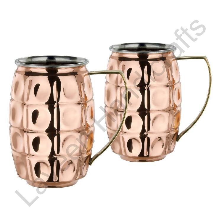 Grenade Copper Beer Mug - 2 Pcs
