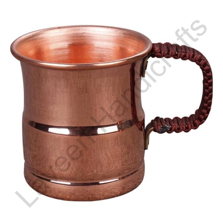 Vintage Copper Beer Mug With Rope Braided Handle