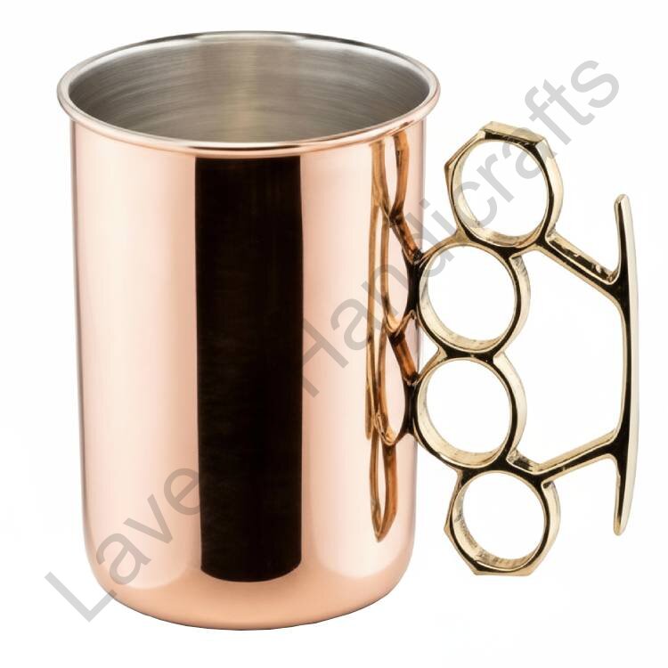 Solid Stylish Copper Beer Mug With Brass Knuckle