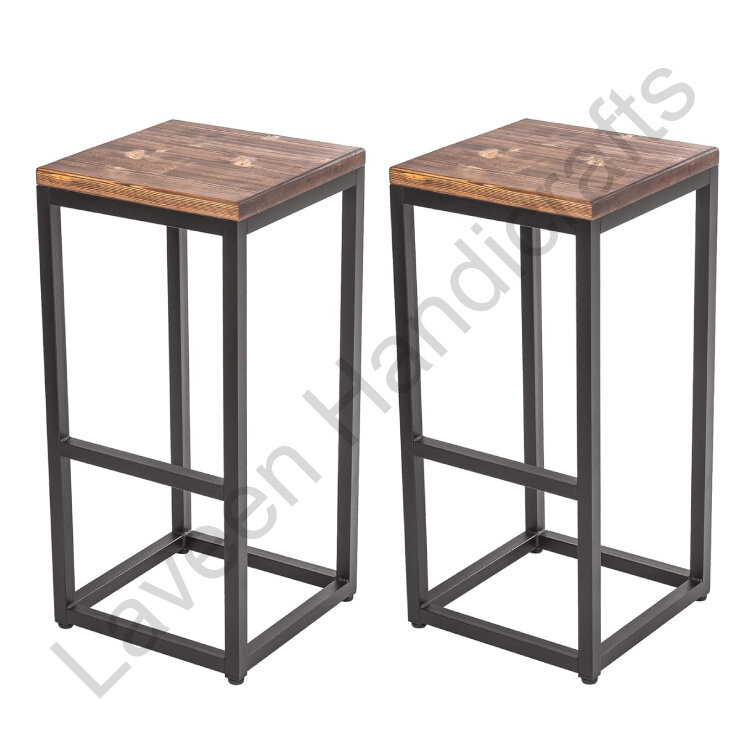 Loftie Square Shape Bar Stool Brown / Black - 2 Pcs