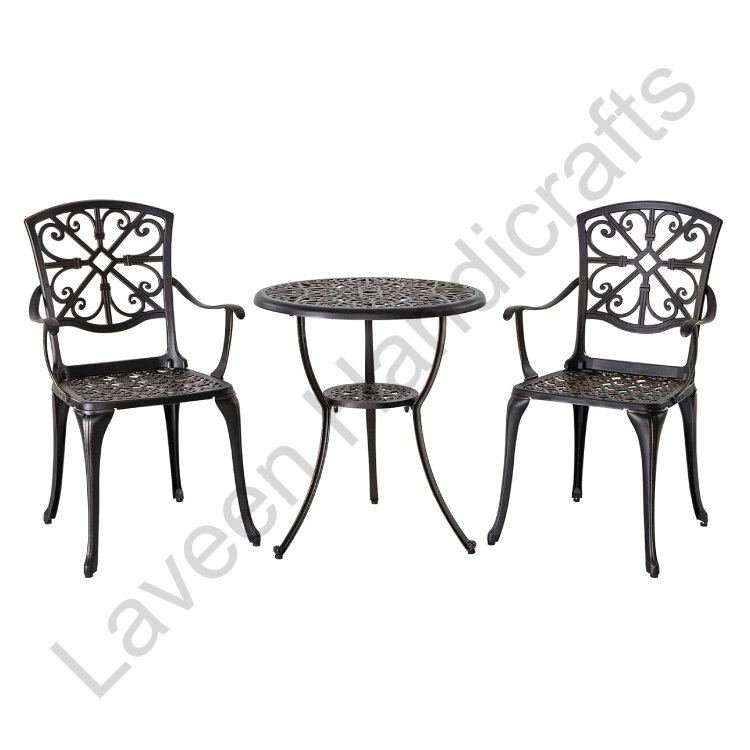 Outdoor Bistro Set Black - 3 Pcs