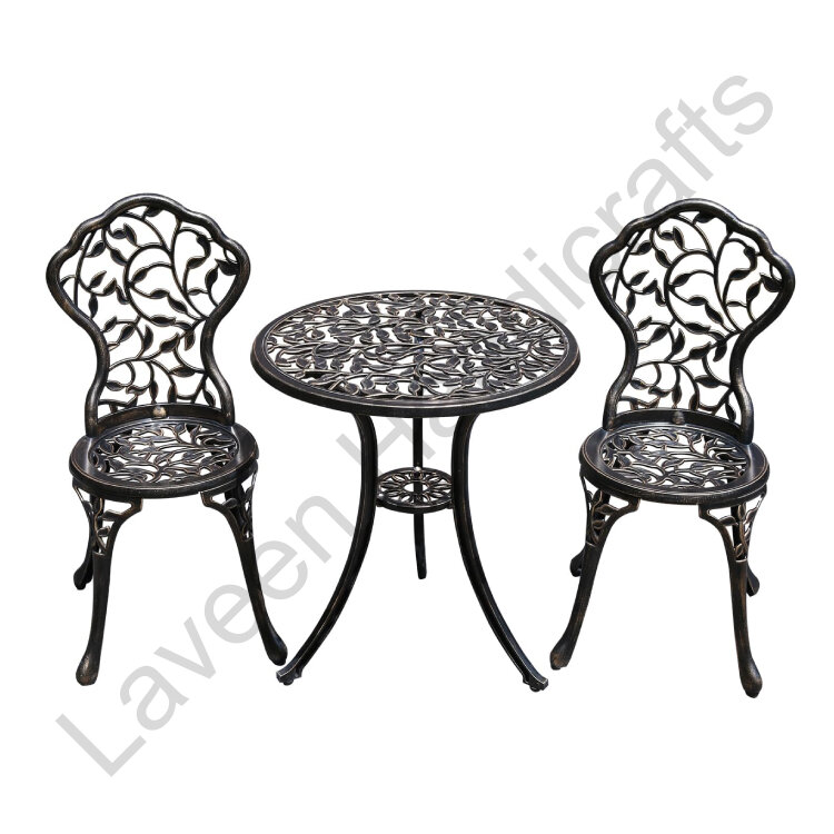 Garden Bistro Set Black - 3 Pcs