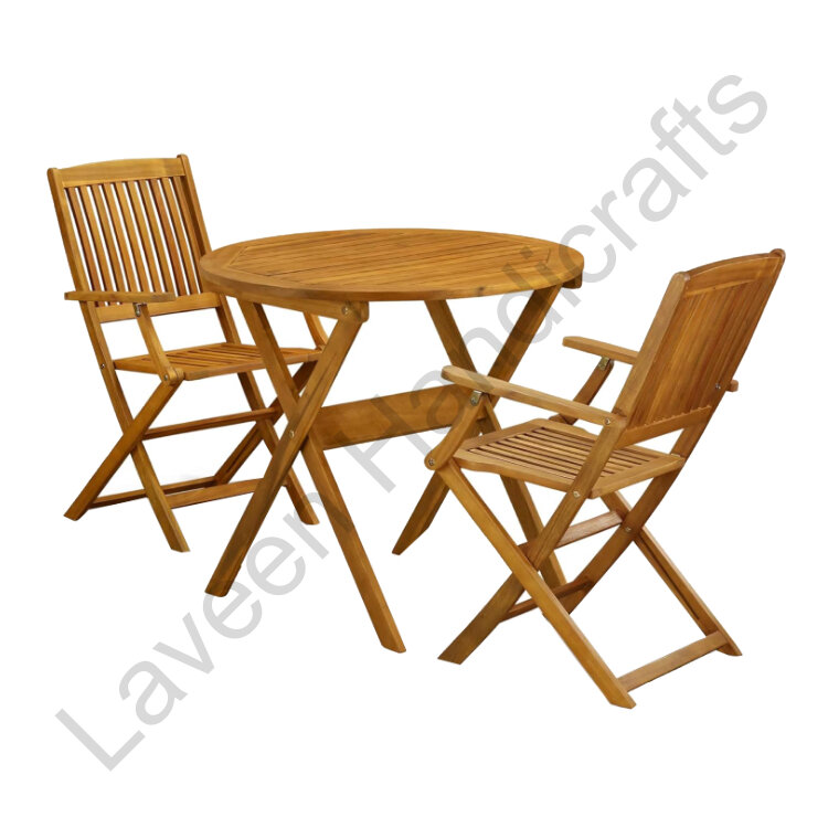 Round Folding Bistro Set Brown - 3 Pcs
