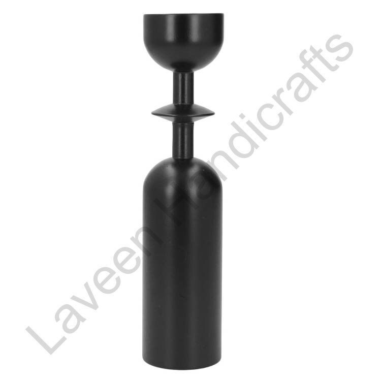 Vintage Wooden Taper Wood Candle Stand Black