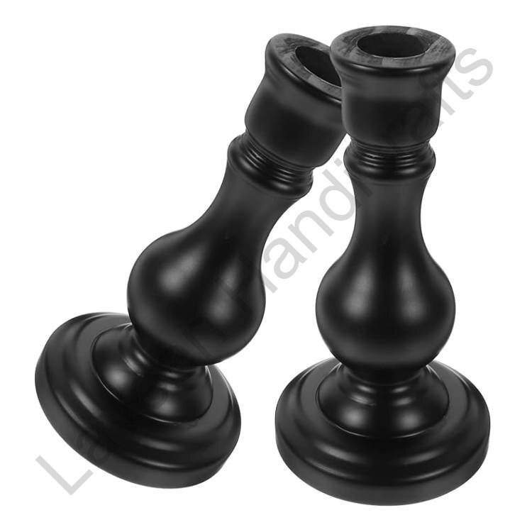Vintage Tall Wood Candle Stand Black