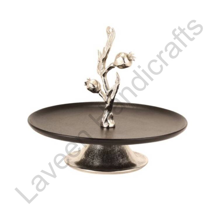 Round Shape Aluminium Cake Stand Silver / Black
