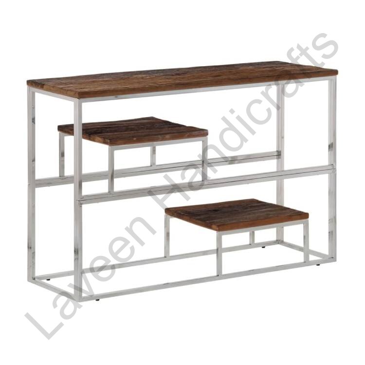 Modern Entrance Console Table Brown / Silver