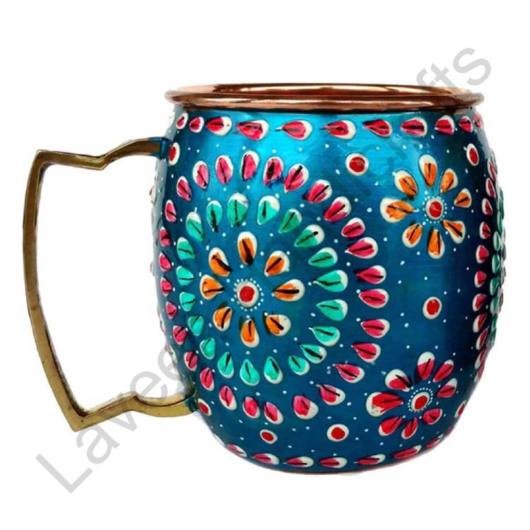 Hand Painted Coffee Mug Blue - 2 Pcs