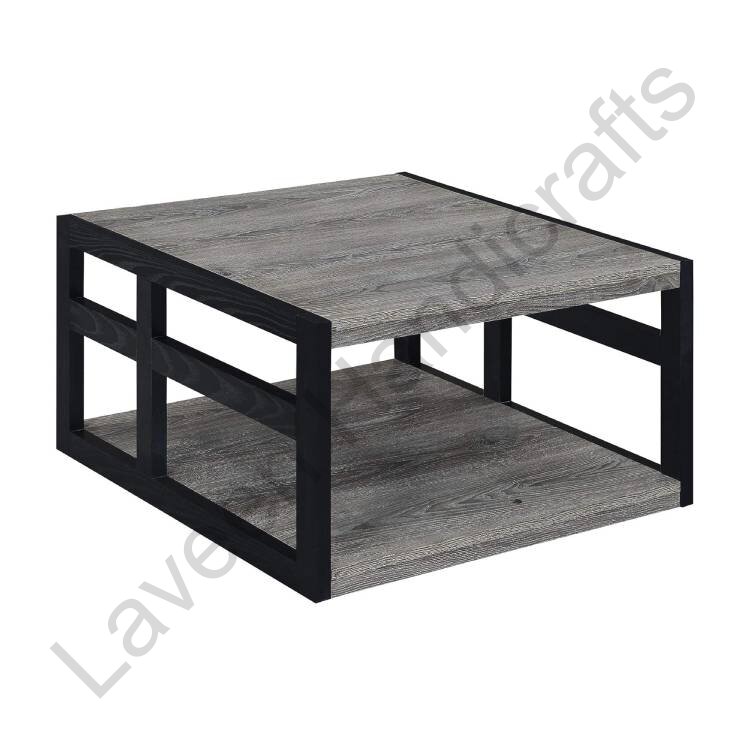 Square Shelf Space Living Room Table Grey / Black