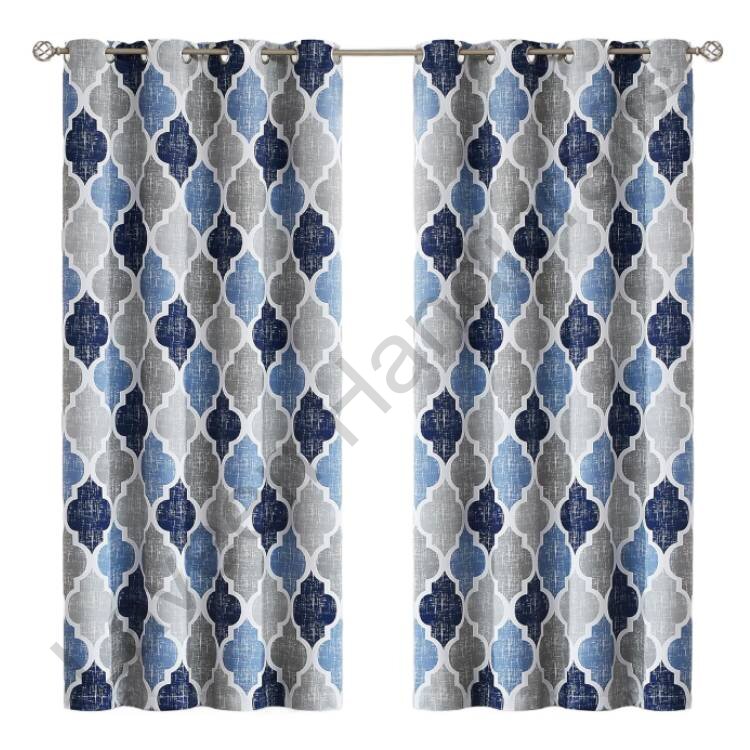 Bedroom Living Room Curtains Blue / Grey