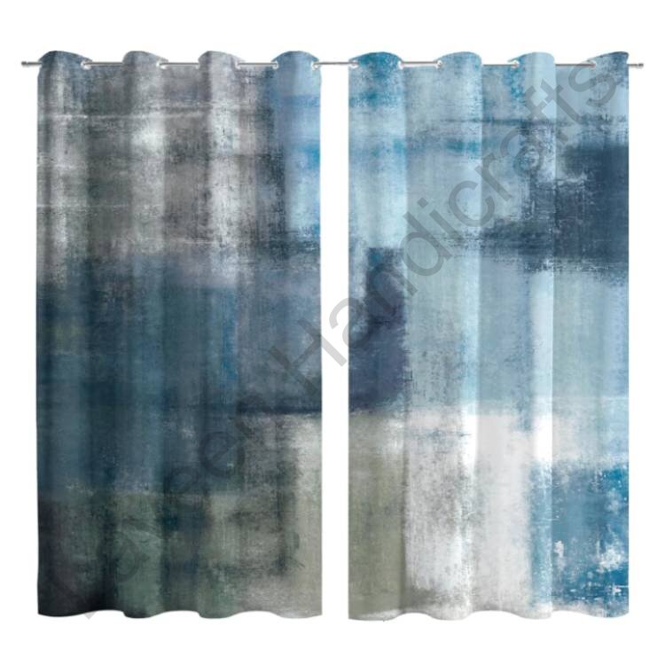 Decorative Living Room Curtains Blue / Grey