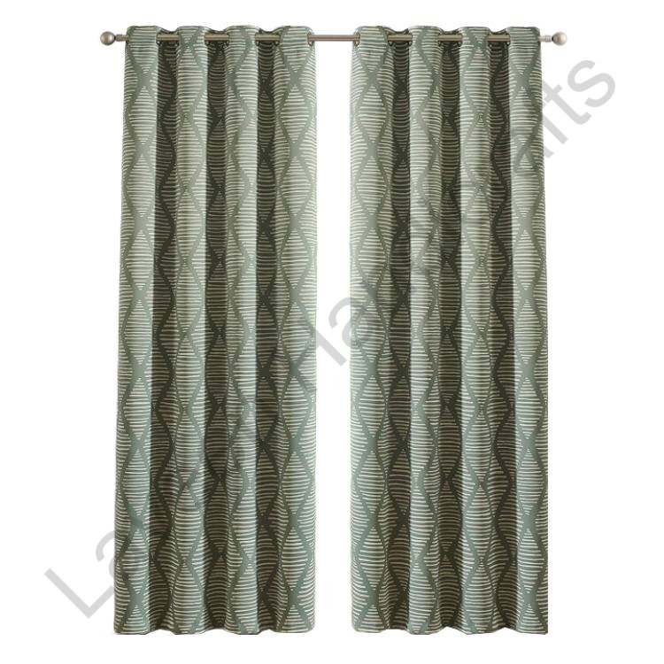 Geometric Printed Curtains Green