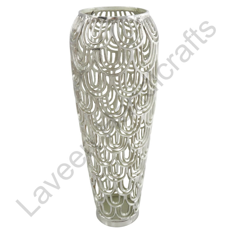 Geometric Decorative Flower Vase Silver