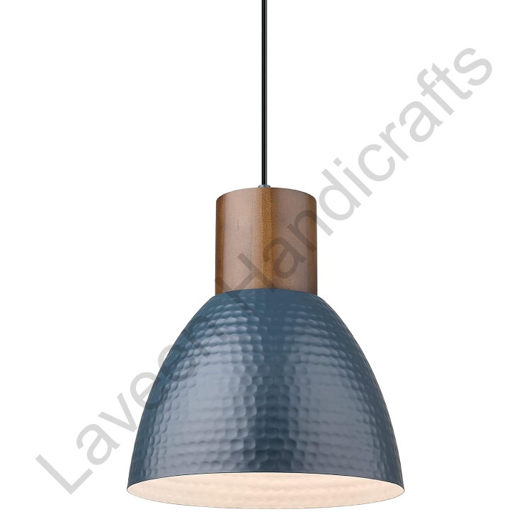 Hammered Pendant Hanging Lamp Blue
