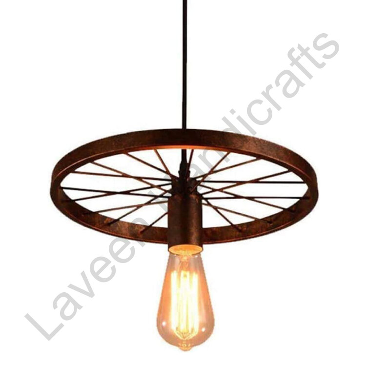 Retro Wheel Style Hanging Lamp Brown