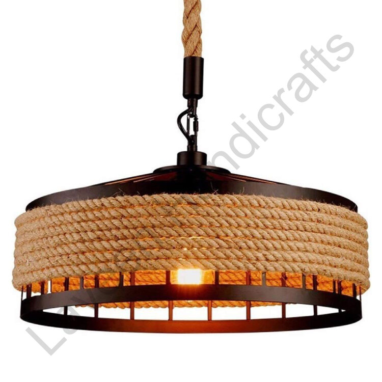Vintage Hemp Rope Hanging Lamp Brown