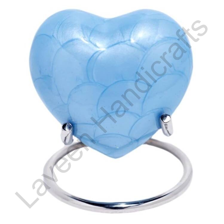 Patterned Heart Shaped Urn Blue
