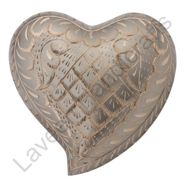 Classic Engraved Heart Shaped Urn Grey / Golden
