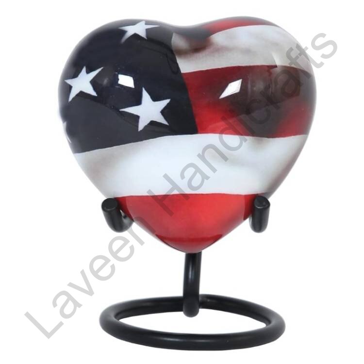 American Flag Heart Shaped Urn Red / White / Blue