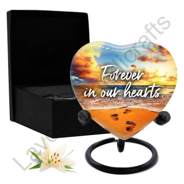 Sunset Beach Heart Shaped Urn Orange