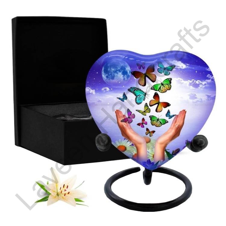 Butterflies Release Heart Shaped Urn Purple