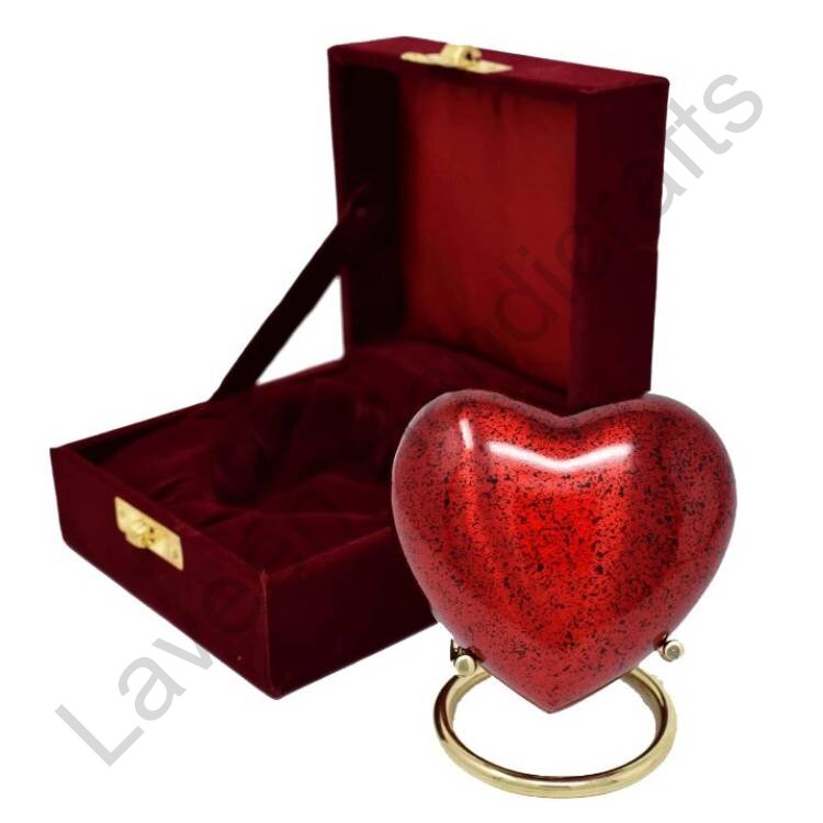 Speckled Design Heart Shaped Urn Red