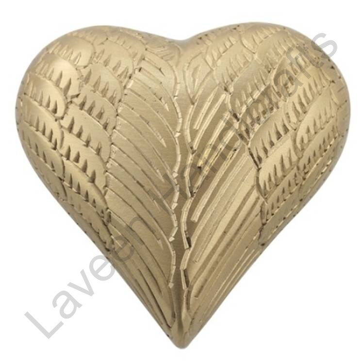 Angel Wings Heart Shaped Urn Matt Golden