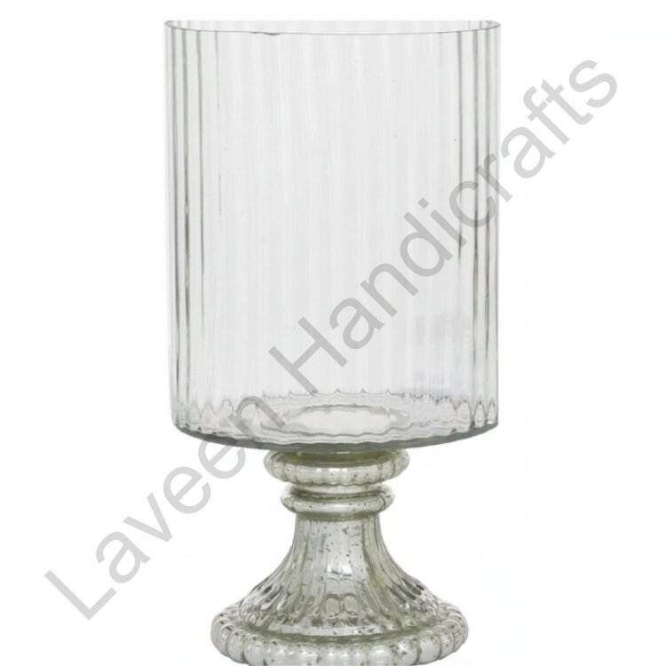 Vintage Design Hurricane Lamp Silver