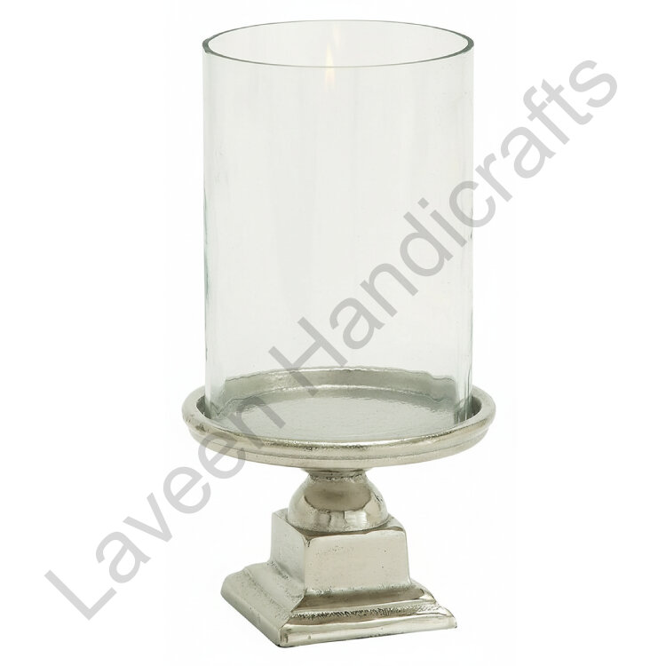 Elegant Hurricane Lamp Silver