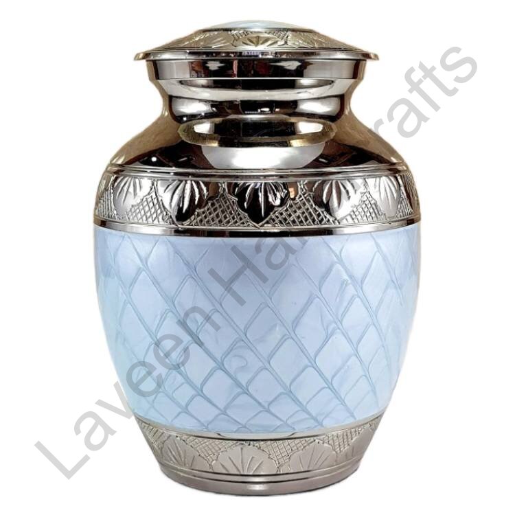 Decorative Diamond Keepsake Urn Light Blue / Silver