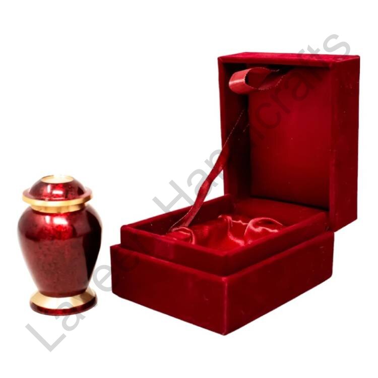 Small Simple Keepsake Urn Red / Golden