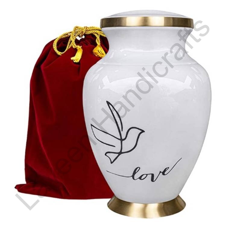 Dove Pattern Keepsake Urn White