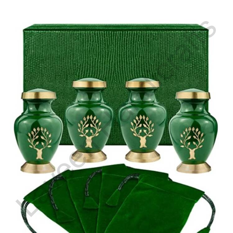 Tree Of Life Pattern Keepsake Urn Green - 4 Pcs