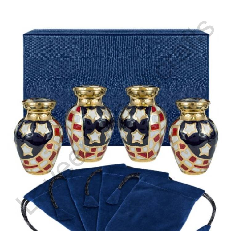 American Star Pattern Keepsake Urn Red / White / Blue - 4 Pcs
