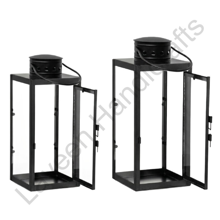 Garden Outdoor Lantern Black - 2 Pcs