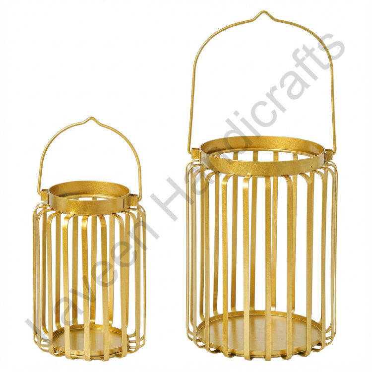 Modern Vintage Style Lantern Golden - 2 Pcs