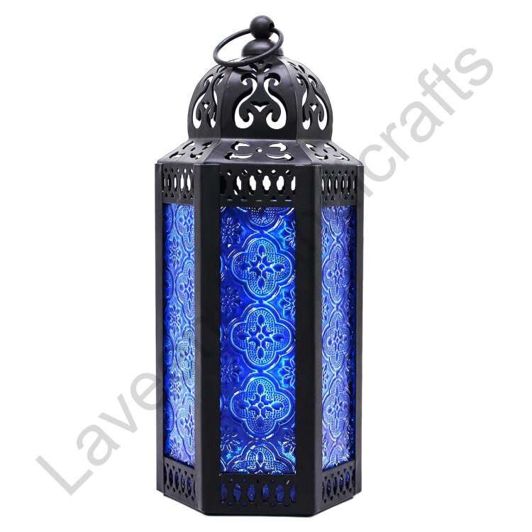 Decorative Candle Lantern Black / Blue
