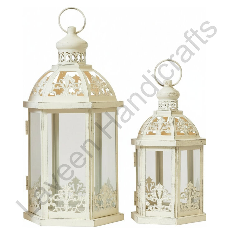 Decorative Outdoor & Indoor Lantern White - 2 Pcs