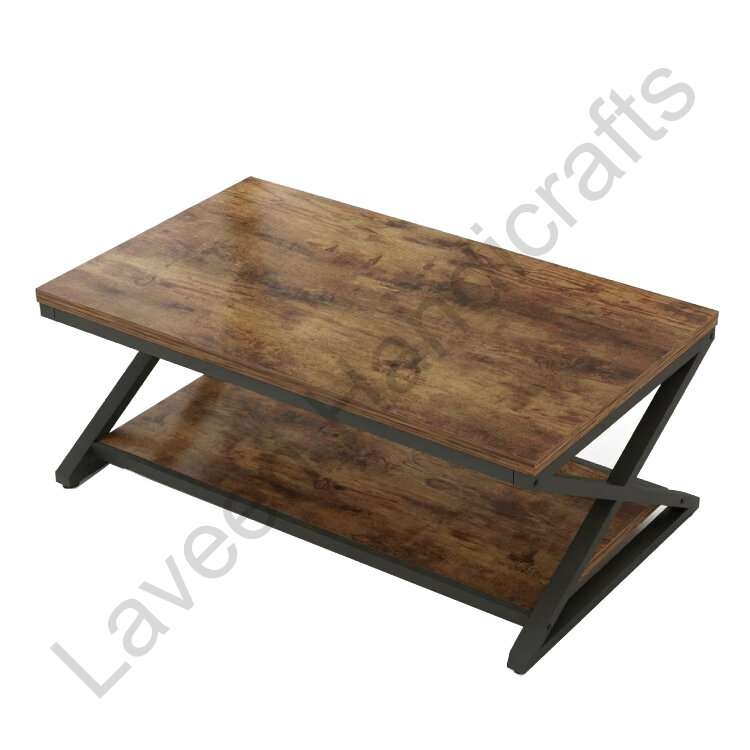 Rustic Shelf Living Room Table Brown