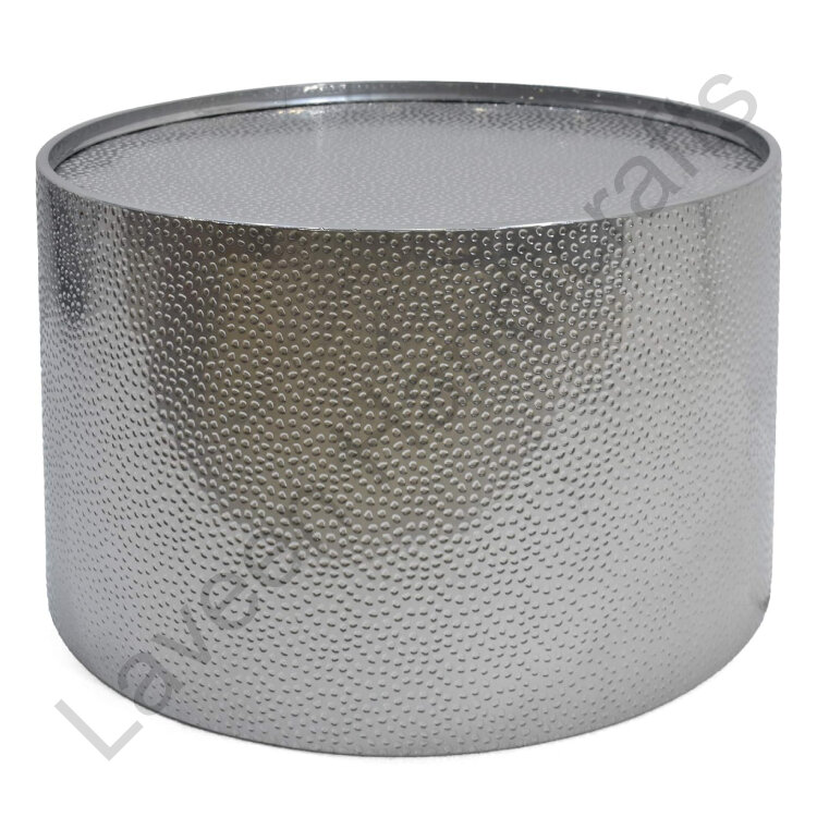 Round Hammered Iron Living Room Table Grey