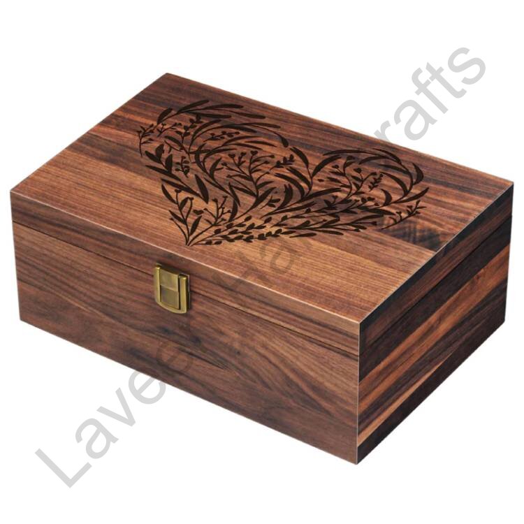 Floral Heart Memory Box Brown