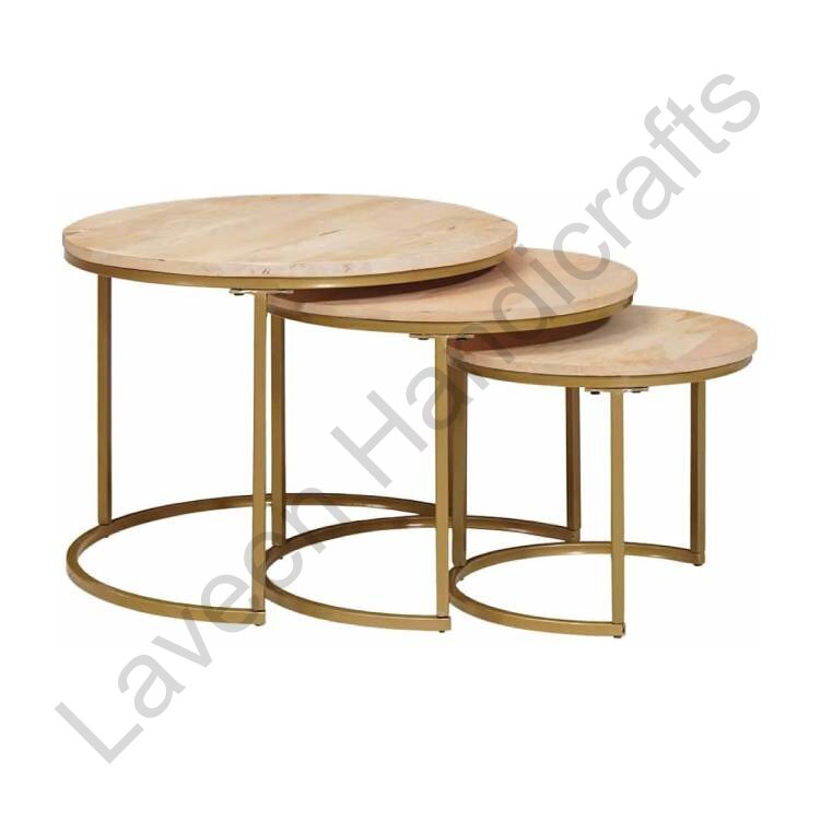 Round Silhouette Nesting Table Brown - 3 Pcs