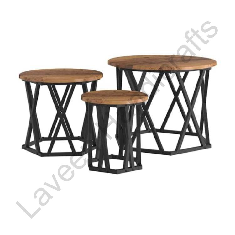 Stylish Outdoor Nesting Table Brown / Black - 3 Pcs