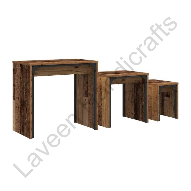Modern Rectangular Nesting Table Brown - 3 Pcs
