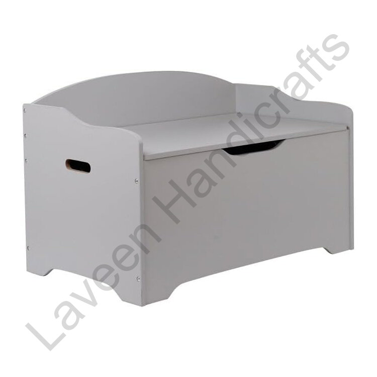 Safety Hinged Storage Ottoman Grey