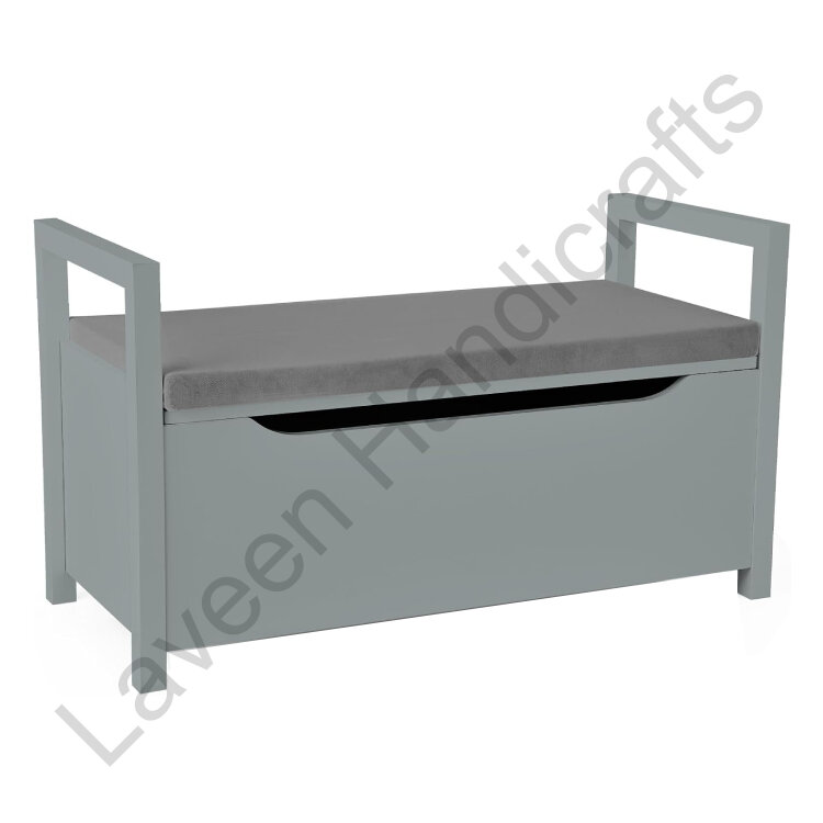 Flip-Up Top Storage Ottoman Grey