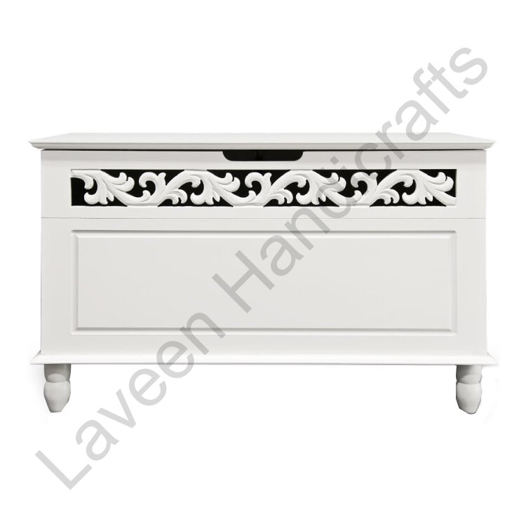 Elegant Toy Storage Ottoman White