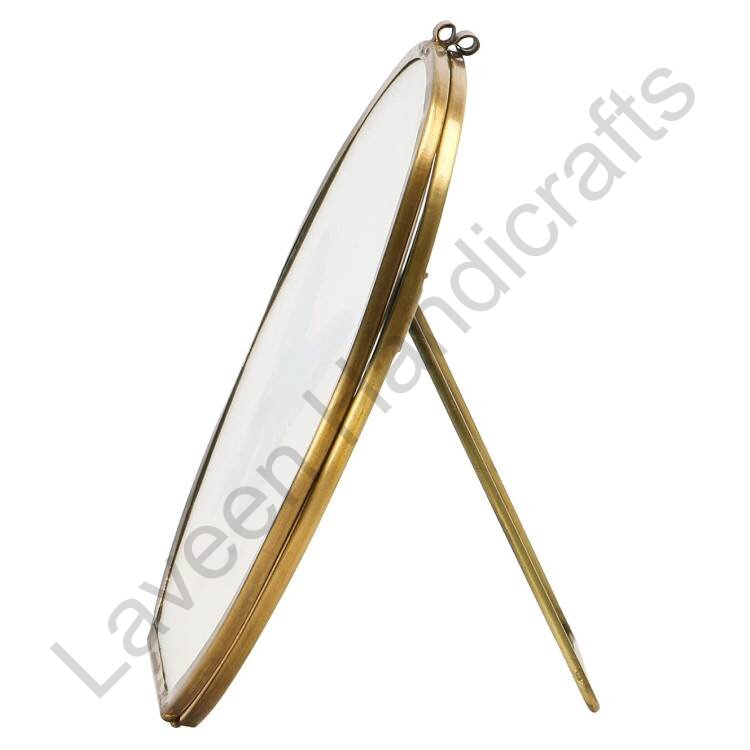 Round Brass Photo Frame Golden