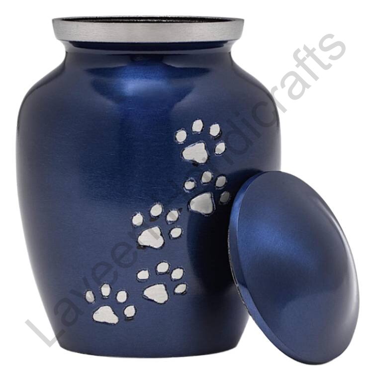 Heavenly Paw Prints Pet Urn Blue