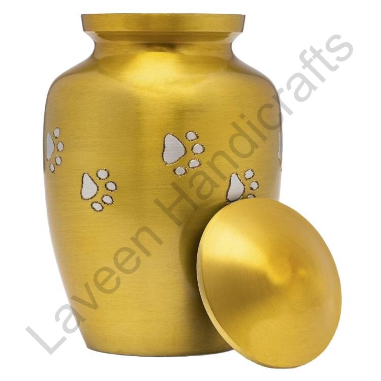 Heavenly Paw Prints Pet Urn Yellow